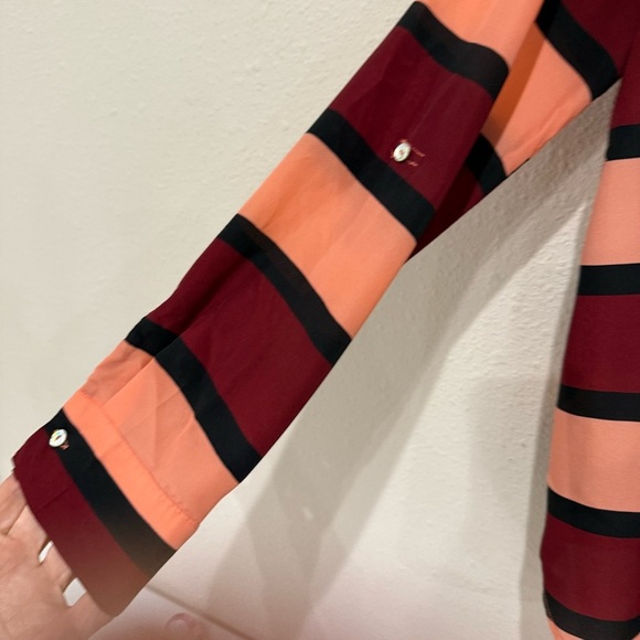 Alice Blue Stitch Fix Blouse Long Sleeve with Tabs Multicolor Stripes Women’s M - Picture 3 of 12